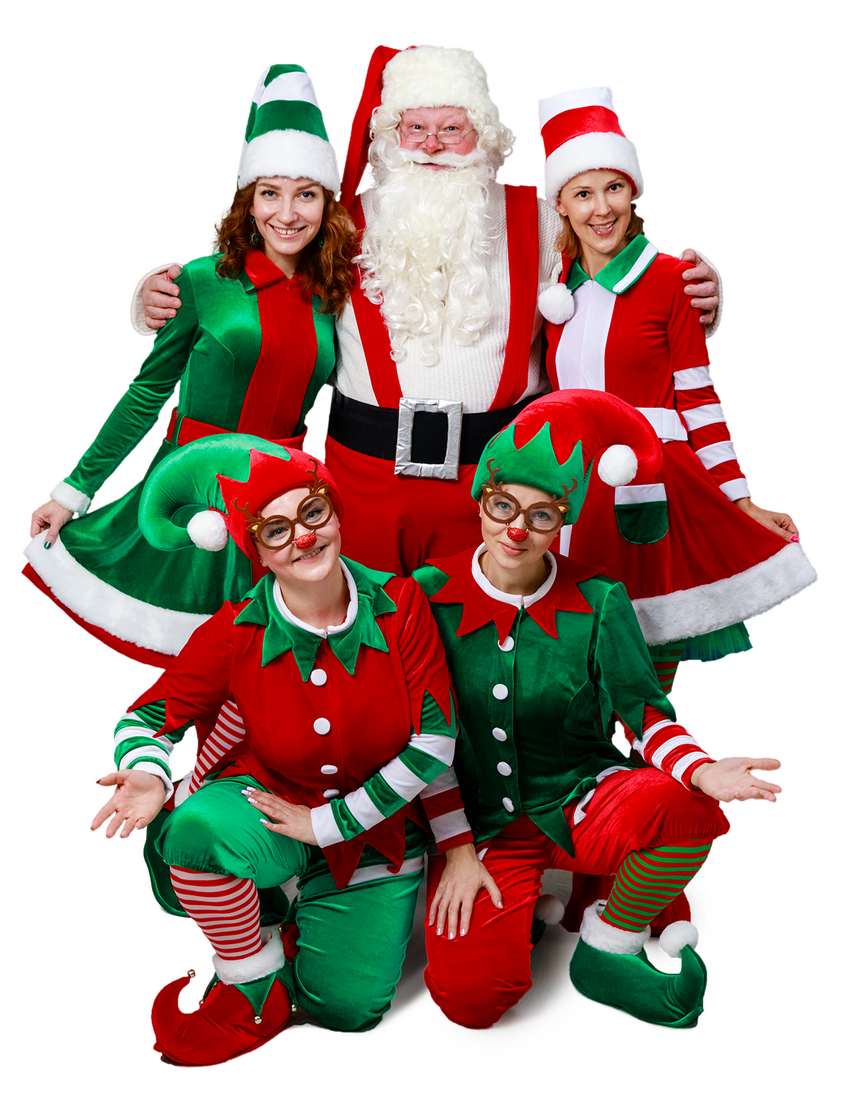 Аниматоры Санта-Клаус и гномы на Новый год